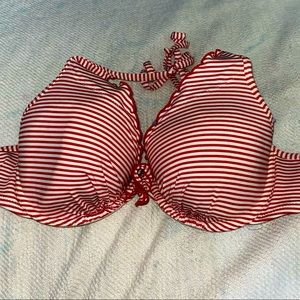 H&M red and white striped bikini top